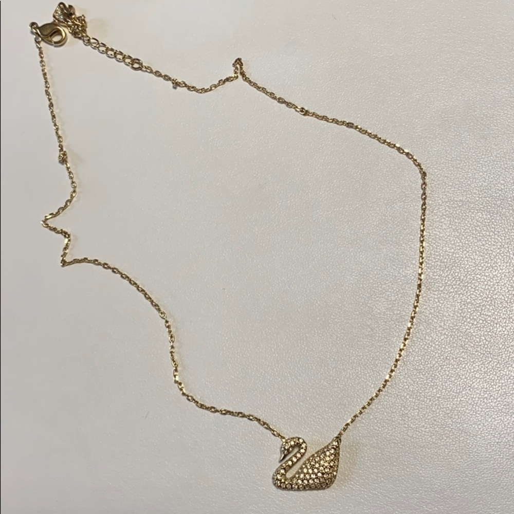 Swavorski gold swan necklace